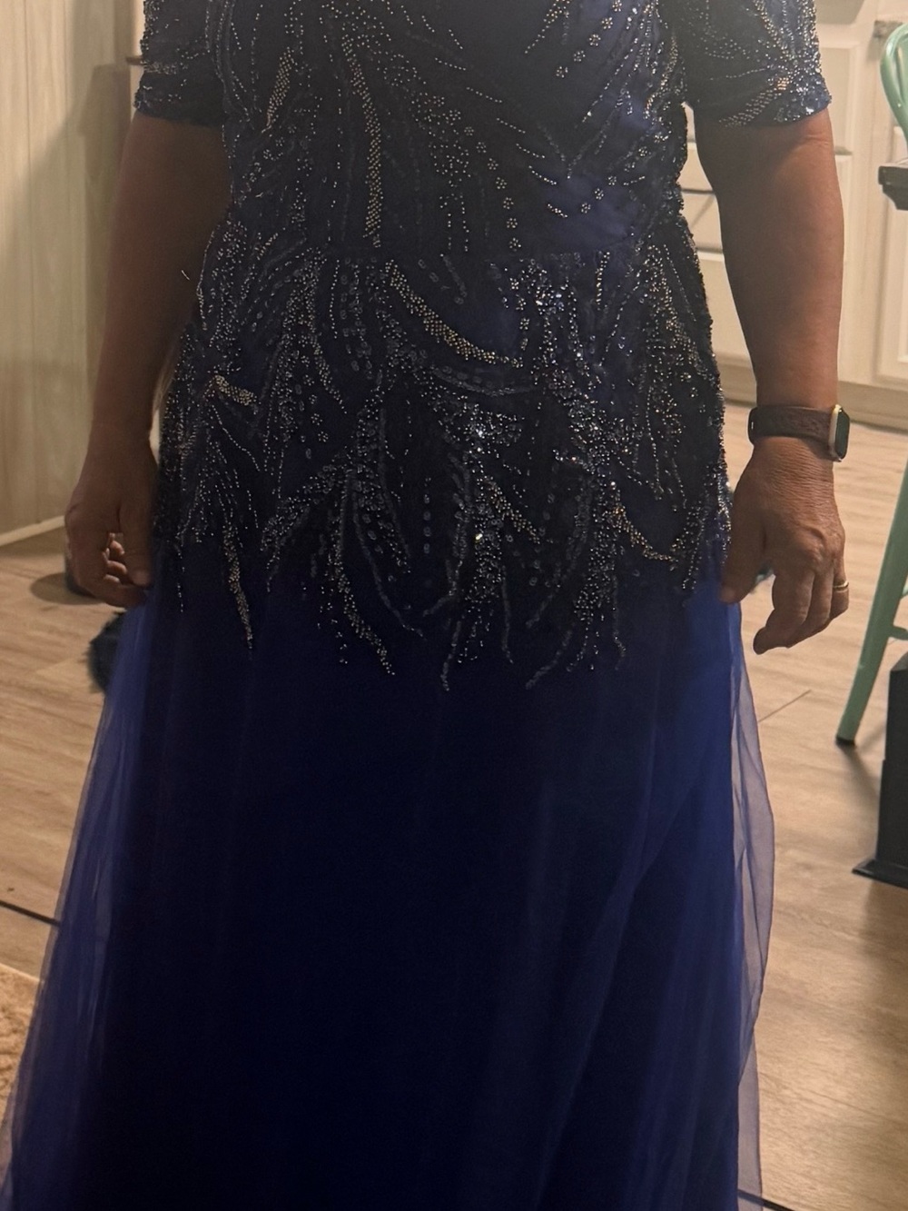 Beaded Navy Blue Formal - Women Dresses